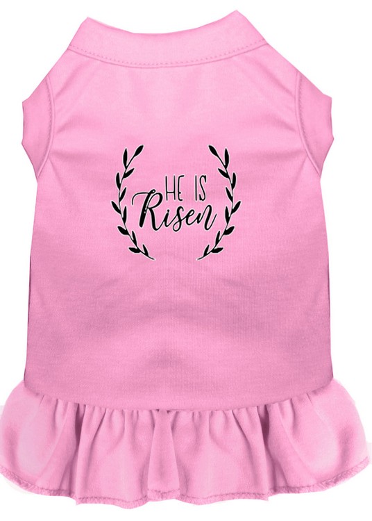 He Is Risen Screen Print Dog Dress Light Pink XS